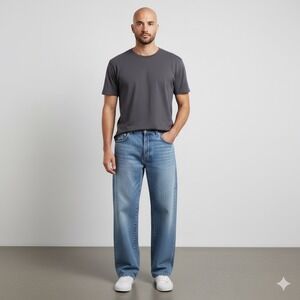 Mavi Straight Leg Max Blue Jeans Mens 32x32S Denim Casual Rugged Distressed